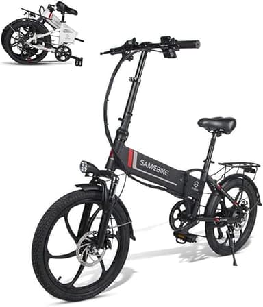SAMEBIKE 2lvxd30 Bicicleta eléctrica 48v10.4ah Bicicleta eléctrica Plegable con 7 Velocidad niños y Adultos Autonomía Aumentada hasta 40-90KM