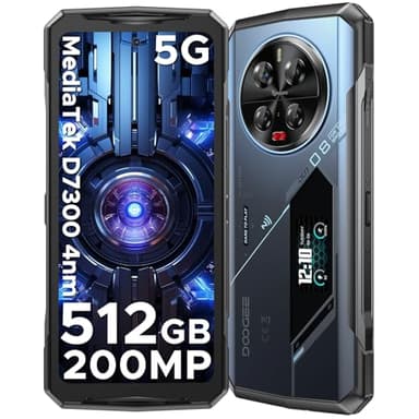 DOOGEE V40 Pro Movil Irrompible 5G, 36GB+512GB/2TB TF 1.47” Pantalla Secundaria Móvil Resistente Android 14, 200MP AI +Visión Nocturna 6.78" FHD+ 120Hz, 8680mAh/WiFi6/NFC/Huella Teléfono Movil 2025