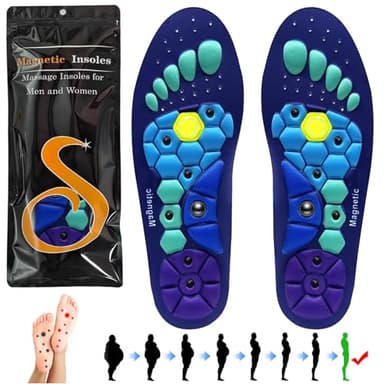 Audasi Plantillas Magnéticas, Plantillas Para Zapatos De Trabajo Para Aliviar La Fascitis Plantar Reflexología Plantillas De Acupresión Plantillas Ortopédicas Para Hombres Y Mujeres(Azul, L)