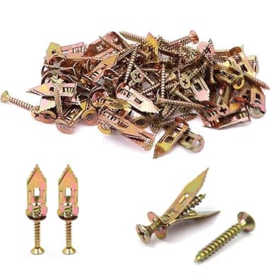 FAINCA 50 Piezas Tacos Pladur Incluye 50 Tornillos Tacos para Pladur No Requiere Taladro Tornillo de Expansión Autoperforante Self Drilling Anchors Screws para Ganchos Estantes (1,2x3 cm / 0,4x3 cm)