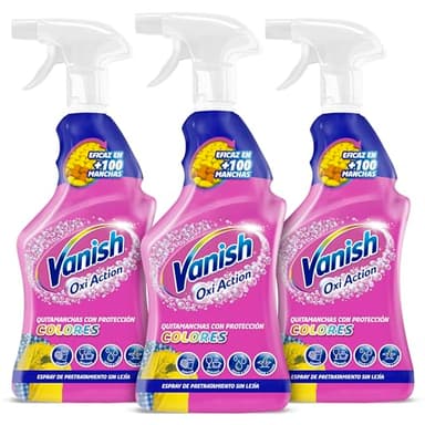 Vanish Oxi Action - Quitamanchas del día a día para ropa, en spray, sin lejía - Pack de 3 x 750 ml (El embalaje puede variar)