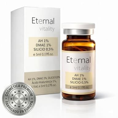 Ácido hialurónico 1% + DMAE 1% + Silicio orgánico 0.5%, 1 vial x 5ml. Suero facial reafirmante anti edad. Hidratación intensiva y efecto lifting natural. Ideal para rutina estética o uso profesional