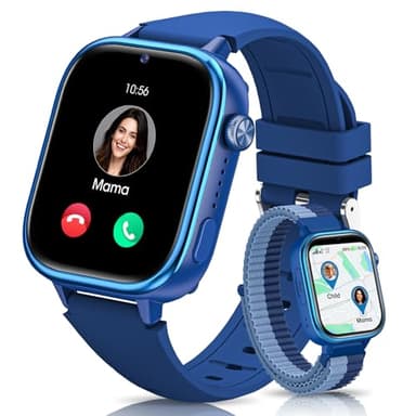 SWGOTA 4G Reloj Inteligente Niño, Smartwatch Niños con GPS y Teléfono/Videollamadas/Chat de Voz/Función SOS/Modo Escuela/IP68, Cámara Despertador Podómetro Monitor de Sueño, Regalo Niñas/Niños, Azul