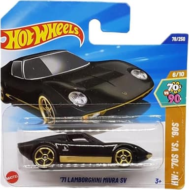 Hot Wheels - ´71 Lamborghini Miura SV - HW: ´70s vs. ´90s 6/10 - HYX73 - Short Card - Negro Oro - Mattel 2025-1:64