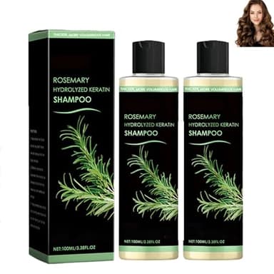 Champú de romero, champú orgánico de romero, champús espesantes y fortalecedores con queratina hidrolizada y vitamina C, suaves y esponjosos, nutritivos e hidratantes, fórmula unisex (2PCS)