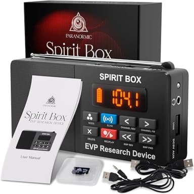 Equipo Detector de Fantasmas Spirit Box-Kit de Equipo Detector de Fantasmas EVP Portátil con Tarjeta Micro SD de 32 GB y Linterna Integrada-Equipo Paranormal Ghost Box para Escanear y Grabar Espíritus