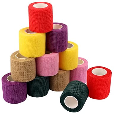 12 Rollos Vendas Autoadhesivas, Venda Cohesiva, Venda Elástica Adhesiva, Para Dedos, Muñecas, Tobillo Y Brazo (4,5m x 5 cm)