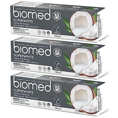 Biomed Superwhite Natural Coconut Toothpaste for Gentle Whitening, Tropical flavour - 100 g (pack of 3) - New Formula and Flavour (Packaging May Vary)