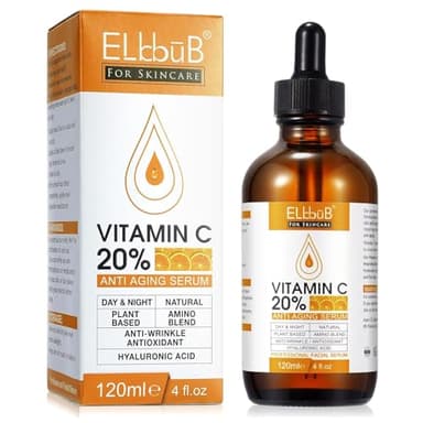 Suero de Vitamina C para Rostro - Suero Facial Puro con 20% Vitamina C, ácido hialurónico, Vitamina B para Suero Anti edad para Rostro, Cuello y Contorno de Ojos