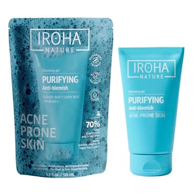 Iroha Nature - Limpiador Purificante Antiimperfecciones | Ácido Salicílico y Probióticos | Limpia en profundidad y Reduce Granos y Puntos Negros | Gel Limpiador Facial Piel con Tendencia Acneica