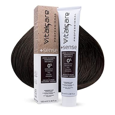 Vitalcare | +Sense - Coloración permanente profesional, crema colorante, cabello sin amoniaco, resorcina, PPD, silicona - con aceite de argán, macadamia y aguacate, 6/00 rubio oscuro, 100 ml