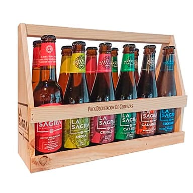 La Sagra - Cesta de madera de cervezas - Cesta de 12 botellas de 330 ml- Total: 3960 ml