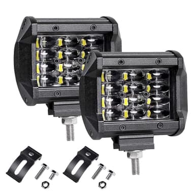 LTPAG 2pcs Faro Trabajo Led, 4" 72W 14400LM Focos LED Tractor 12V-24V 6000K Focos LED para Tractores IP68 Impermeable Luz de Niebla Coche,SUV, UTV, ATV, Off-road,Camión,Moto,Barco - Garantía de 2 años