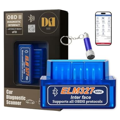 OBD2 Diagnosis DARO® – Lector OBD2 ELM327 Bluetooth para Coche Multimarca en Español – Máquina de Diagnosis Compatible con Android y iOS con Linterna para Localizar Puerto OBD