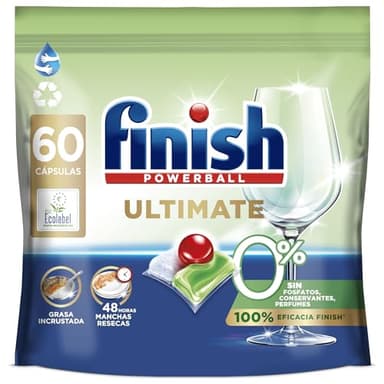 Finish Ultimate 0% 60 Pastillas para Lavavajillas Ecológicas
