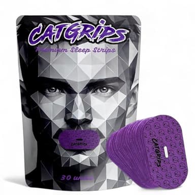 Cinta Bucal para Dormir CATGRIPS – Tiras Antironquidos para Respirar Mejor por la Nariz, Mouth Tape For Sleeping Hipoalergénico para Sueño Profundo, Cinta para Dormir con la Boca Cerrada – 30 Unidades
