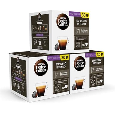 NESCAFÉ Dolce Gusto Espresso Intenso - Cápsulas de Café, 90 Cápsulas (3 x 30) - Intensidad 7 - Originales para cafeteras Dolce Gusto