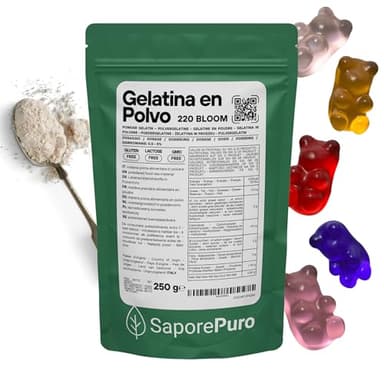 SaporePuro Gelatina en Polvo Alimentaria 250 g – Gelificante de Origen Animal – 220 Bloom