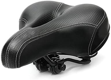 Sillín cómodo para bicicleta con doble resorte, diseñado con espuma viscoelástica, transpirable, suave, cojín de bicicleta (negro)