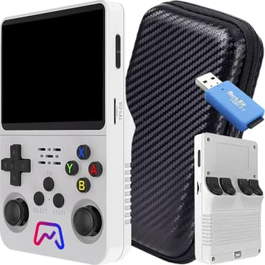 SVP Game - R36S Consola Retro Portatil PS1, n64, nDS, SuperN, GameB, Arcade, Atari, GBA, PSP Consola Portatil 40.000 Juegos Emulador Retro, Game Console, Videojuegos (Blanco 128 GB + Estuche + USB)