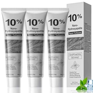 Toivize 3 Piezas Pasta Dental con Hidroxiapatita Sin Flúor, Hydroxyapatite Toothpaste para el Cuidado del Esmalte, Limpieza Profunda y Aliento Fresco a Menta, 120g por Tubo