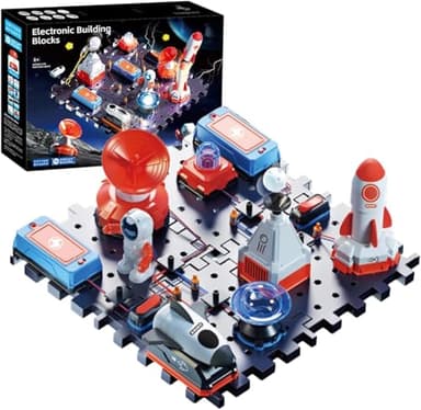 Conjunto de circuitos electrónicos con 30 bloques de circuitos,128 experimentos de aprendizaje de electricidad,DIY juguete científico de circuito físicos,juguete STEM para edades de 8 años en adelante