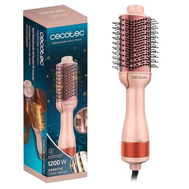 Cecotec Cepillo de Aire Voluminizador CeramicCare Single Peach. 1200W, Desenreda, Seca, Da Volumen, Alisa y Ondula, Revestimiento Cerámico con Queratina y Aceite de Argán, 3 Modos