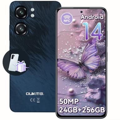 OUKITEL C58 Pro Android 14 Telefonos Moviles - 6.7 Pantalla HD+ 90Hz Teléfonos Inteligentes, 24GB+256GB/1TB, Batería 5150mAh, Cámara 50MP Smartphone, 4G Dual SIM/OTG/GPS/Fingerprint/Face ID