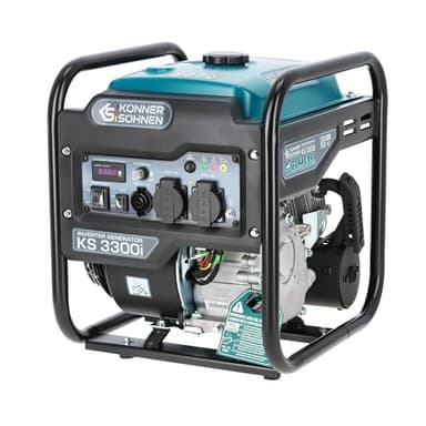Könner & Söhnen Generador inverter KS 3300i de una potencia máxima de 3300W, 2x Schuko 230 V, pantalla LED, bobinado de cobre, protección ante sobrecargas y cortocircuitos, EURO 5