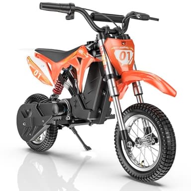 Milerocket 1 Moto Electrica Niños De 4-10 Años, 3 Modos De Velocidad：8/12/25 Km/H, Batería De 36V 4Ah, Autonomía hasta 20 Km, Moto para Niños con Doble Suspensión