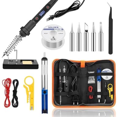 EHIOG 80W Kit de Soldadura Digital con Pantalla LCD, Temperatura Ajustable 180?-500?, con Interruptor ON/OFF, 5 Puntas, Para Reparaciones Eléctricas, Aficionados al Bricolaje