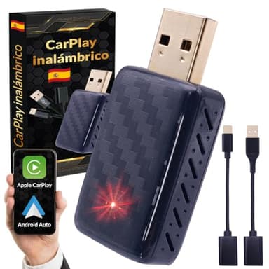 SweetSolutions© Adaptador Carplay Inalámbrico | Android Auto |2 En 1| Convierte Conexión por Cable a Inalámbrica para Coche | Compatible con iOS 10+ y Android 11+, USB-C/A, 6GHz WiFi