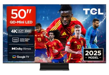TCL 50Q7C 50" QD-Mini LED, 4K HDR Premium 2600, Smart TV with Google TV (Dolby Vision IQ & Atmos, CrystGlow HVA Panel, Motion Clarity Pro 144Hz, Game Master) [Energy Class F]