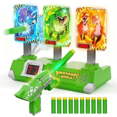 Dinosaurios Juguete Niño 3-12 Años, Diana Electronica con Pistola Luminosos Automático Reinicio, Juegos Niños 4 5 6 7 8 9 11 Años Regalo Niño 3-10 Años Regalos de Cumpleaños Navidad Brinquedos Menino
