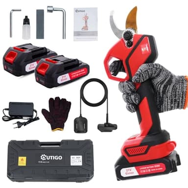 OUTIGO Tijeras de Podar Eléctricas, Tijeras de Podar con Baterías 3000mAh 21v, Tijeras de Poda de 25mm Tijeras de Podar 800W con Motor Brushless para Jardinería, Árboles Frutales, Viñedos