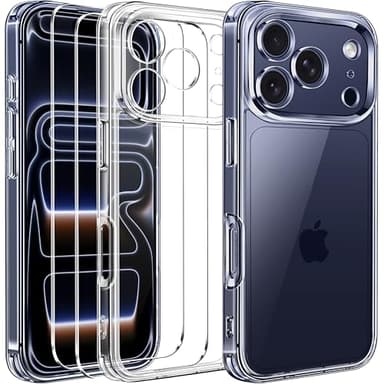 ivoler Anti-Amarillo Clara Funda para iPhone 17 Pro MAX con 2 Piezas Cristal Templado, [Protección Militar] Carcasa Protectora Antigolpes Transparente Anti-Choques Bumper Case