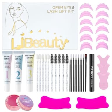 Libeauty Kit Lifting de Pestañas, Lash Lift Kit con Nuevas Almohadillas Open-Eye, Kit Lifting Pestañas y Kit Laminado Cejas para Uso en Casa y Salón