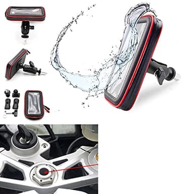 evomosa Soporte para Teléfono Móvil para Motocicleta, Soporte para Teléfono a Prueba de Agua con Ranura para Tarjeta para Moto con Orificio Redondo