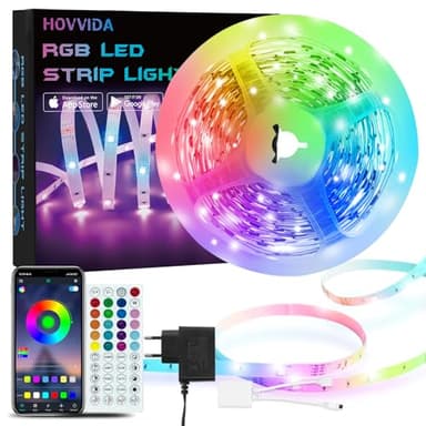 HOVVIDA Tira LED 5M, 30 LED/Metro, 1x5M, 24V RGB Luces LED, 150 LED, APP y Mando a distancia, Modo de Música, LED para Habitación, Sala, Cocina, Dormitorio, Bar, Fiesta