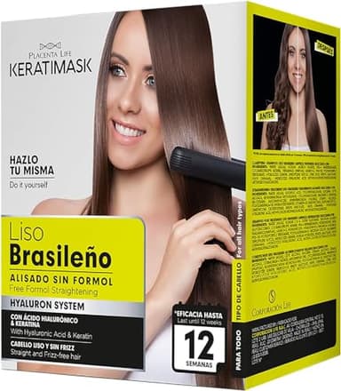 PLACENTA LIFE Be Natural Kit de Alisado Brasileño con Keratina, Verde – Alisado Profesional, Control del Frizz y Brillo Intenso