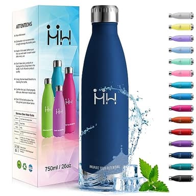 HoneyHolly Botella agua Acero Inoxidable, Botella Termica - 750ml sin BPA, Botella de Agua Deportiva, Doble Pared al Vacío a Prueba de Fugas, Cantimplora Termica para Gimnasio