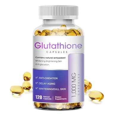 Nuevo Glutathione 1000mg cápsulas suaves -120 cápsulas | Suplemento antioxidante | Ingredientes naturales sin OGM
