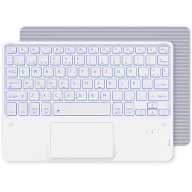 CACOE Teclado con TouchPad Bluetooth Inalámbrico de 10 Pulgadas, [Español] Delgado y Ligero para iPad, iPad Air, Android Samsung Tablet, Xiaomi Pad, Huawei, Lenovo, Blanco