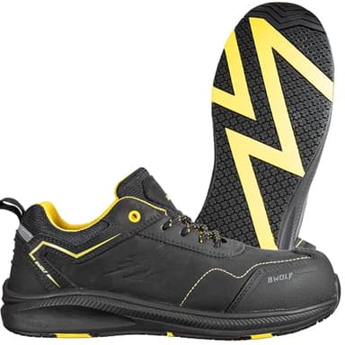 BWOLF Phoenix S3S Zapatos de Trabajo Hombre S3 Nabuk Impermeable Antideslizante 4x4 Grip Tech, Suela Ergo, Negro , 43 EU
