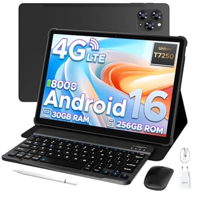 DOOGEE Tab G6 2025 Android 16 Tablet 11 Pulgadas, Tablet con Tarjeta Sim 30GB RAM+256GB ROM(TF 2TB), 8000mAh Tablets con Teclado y Lapiz, Cámara 13MP|Widevine L1|Netflix|Dual 4G|WiFi 5|GPS|Face ID