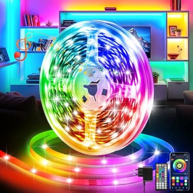 20M Luces LED Habitación, Tiras LED Inteligentes RGB Control Remoto y App 16 Milliones de Colores LED Strip lights, Sincronización Musical Bluetooth, Luces de Tiras Led de TV, Fiesta, Pared, Hogar