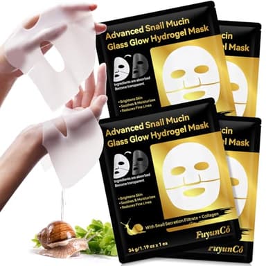 Mascarilla Colageno Facial Coreana con Baba de Caracol Proteína, Snail Mucin Power Face Serum Mascarilla Facial, Collagen Mask, Antienvejecimiento, Reducción de Arrugas, Mejora de la Barrera Cutánea
