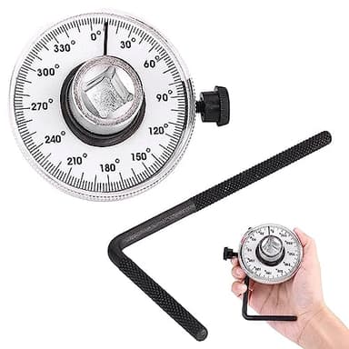 Cisixin Medidor de Angulo de Torsión de 1/2", Juego de Llaves de Medidor de Torque, Llave Angular Herramienta, Llave Dinamométrica de Angulo Ajustable de 360 Grados para Reparación de Automóviles
