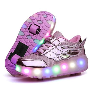 Zapatillas de LED, de Patines con Ruedas LED Light-UP, para Unisex Niños Niñas, USB Recargable, Ruedas Dobles Individuales Retráctiles, Zapatillas de Deporte Al Aire Libre