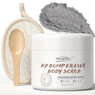 Gel Exfoliante Corporal Kp Bump Eraser para Queratosis Pilaris, Piernas de Fresa con ácido Salicílico AHA, Exfoliante Kp para Piel de Gallina, Zona del Bikini y los Glúteos con Esponja Vegetal Unisexo
